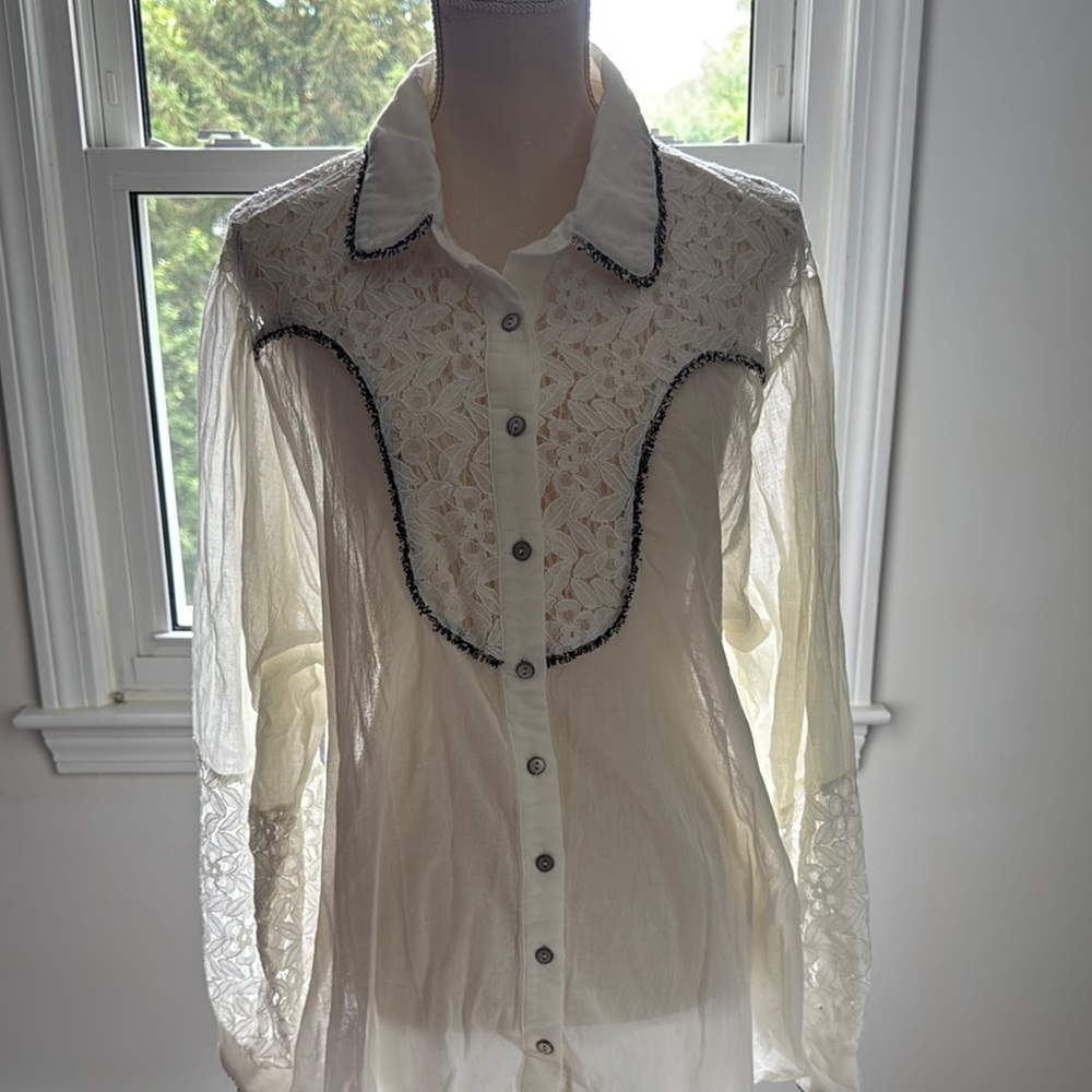 POL Tan and Cream Long Sleeve Button Down Shirt